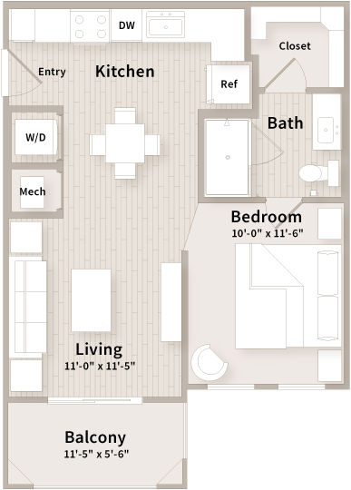 Stddio Apartment Floorplan at The Parkway on Westlake, Humble